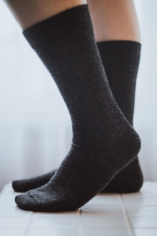Black Alpaca Socks: Large | Meraki Movement