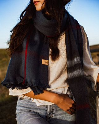 Stone Metro Plaid Alpaca Blanket Scarf