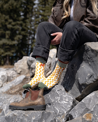 Small Citrus Squiggle Alpaca Socks
