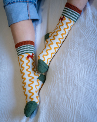 Small Citrus Squiggle Alpaca Socks
