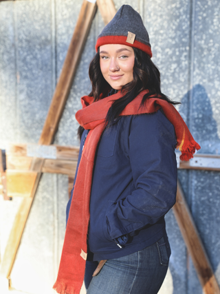 Rust & Grey Reversible Alpaca Beanie