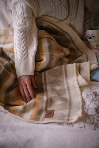 Sandstone Horizon Alpaca Throw Blanket