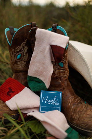 Large Cranberry Garden Alpaca Socks