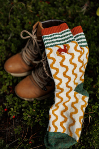 Small Citrus Squiggle Alpaca Socks