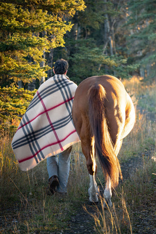Camel Metro Plaid Alpaca Throw Blanket