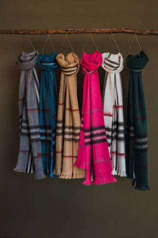 Bone Metro Plaid Alpaca Scarf