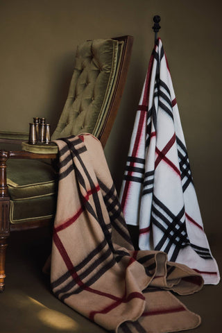 Bone Metro Plaid Alpaca Throw Blanket