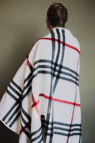 Bone Metro Plaid Alpaca Throw Blanket