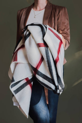 Bone Metro Plaid Alpaca Throw Blanket
