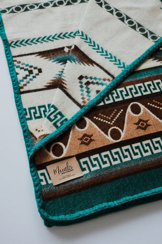 Circles Aztek Alpaca Throw Blanket - Teal Edge | Meraki Movement