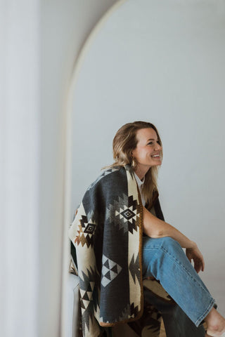 Diamond Aztek Alpaca Throw Blanket - Brown Edge | Meraki Movement