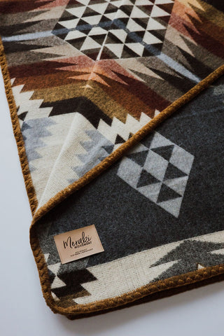 Diamond Aztek Alpaca Throw Blanket - Brown Edge | Meraki Movement