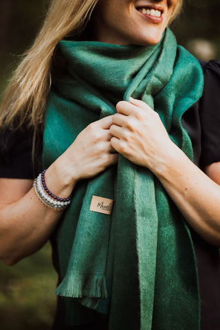 Green Horizon Alpaca Scarf | Meraki Movement