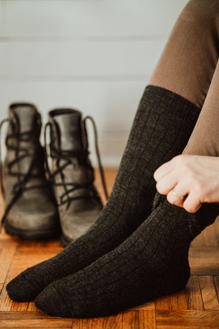 Black Alpaca Socks: Small | Meraki Movement